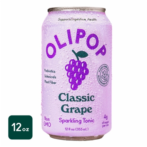 Olipop® Classic Grape Soda Can Perspective: front