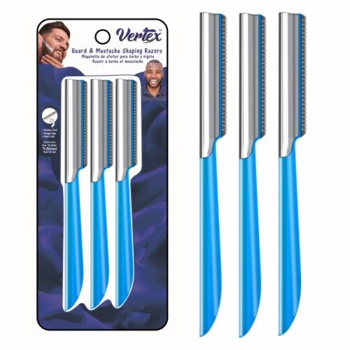 Beard Mustache Straight Edge Razor Mens Beards Shaping Tool Eyebrow Men Travel Mustaches 3Pc Perspective: front