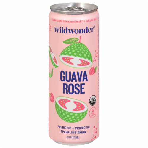 Wildwonder® Guava Rose Prebiotic and Probiotic Sparkling Drink Perspective: front