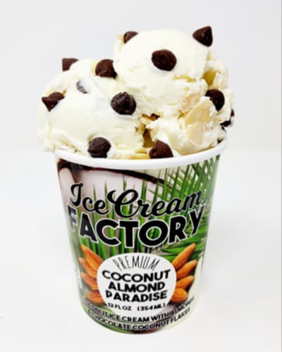 Coconut Almond Paradise Ice Cream Pint Perspective: front