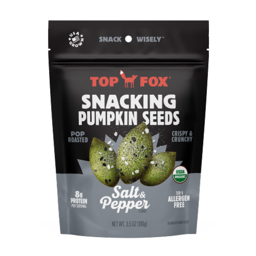 Top Fox® Pop Roasted Salt & Pepper Pumpkin Seeds Perspective: front