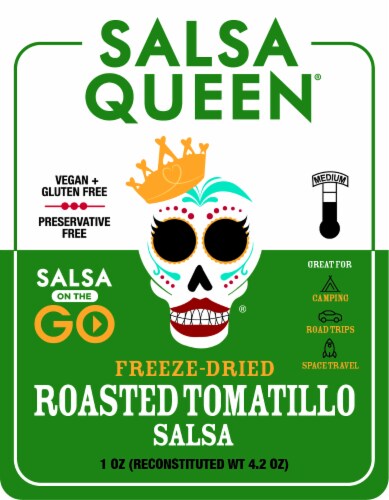 Salsa Queen Medium Freeze-Dried Roasted Tomatillo Salsa Perspective: front