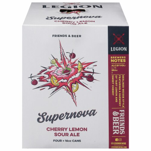 Legion Brewing Supernova Cherry Lemon Sour Ale Perspective: front