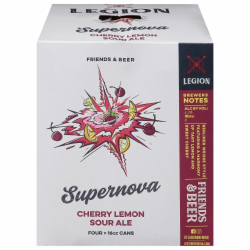 Legion Brewing Supernova Cherry Lemon Sour Ale Perspective: front