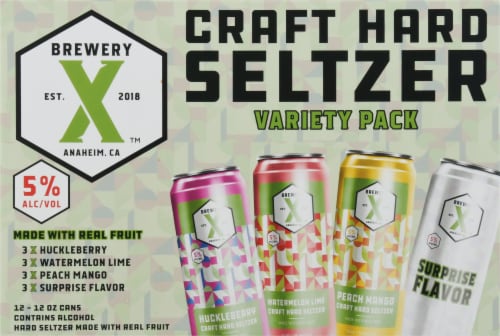 Brewery X Craft Hard Seltzer Variety Pack Perspective: front