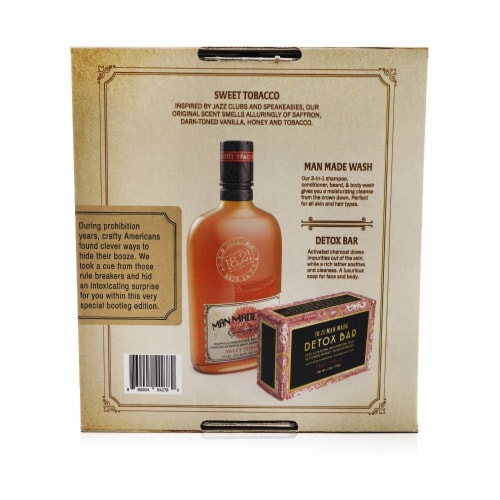 18.21 Man Made Book of Good Grooming Gift Set Volume 1: Sweet Tobacco (Wash 532ml + Detox Bar Perspective: front