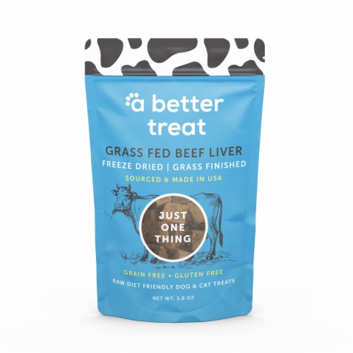 A Better Treat Freeze Dried Grass Fed Beef Liver Pet Treats Perspective: front
