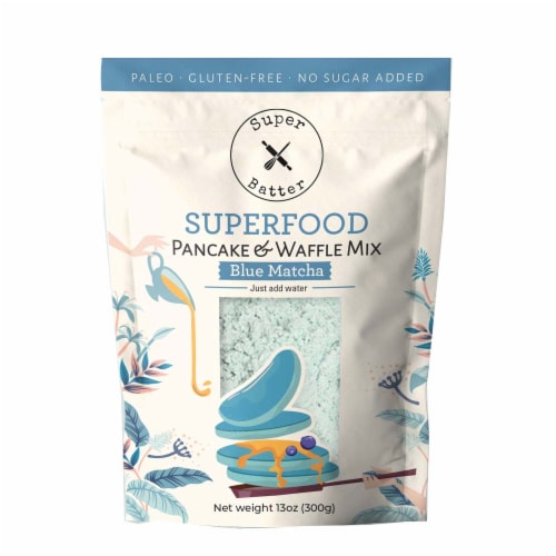 Super Batter Superfood Blue Matcha Pancake & Waffle Mix Perspective: front