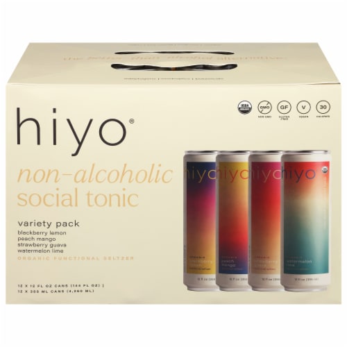 Hiyo® Non-Alcoholic Social Tonic Variety Pack Perspective: front
