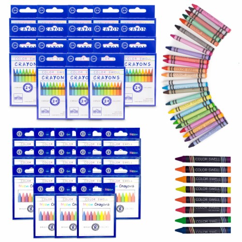 Color Swell Bulk Crayon Packs 18 Packs Large Neon Crayons and 18
