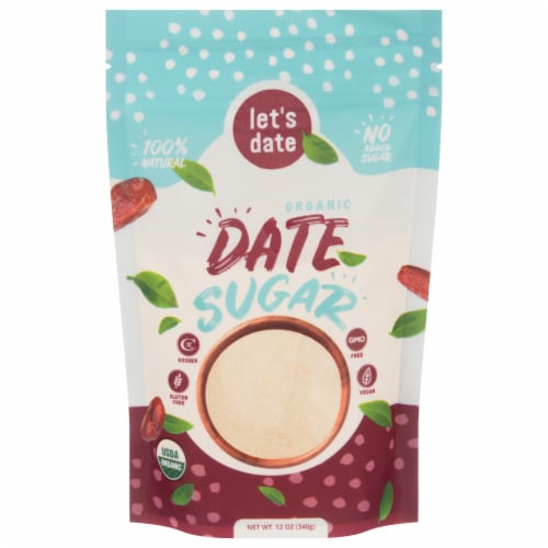 Let's Date 100% Natural Organic Date Sugar Perspective: front