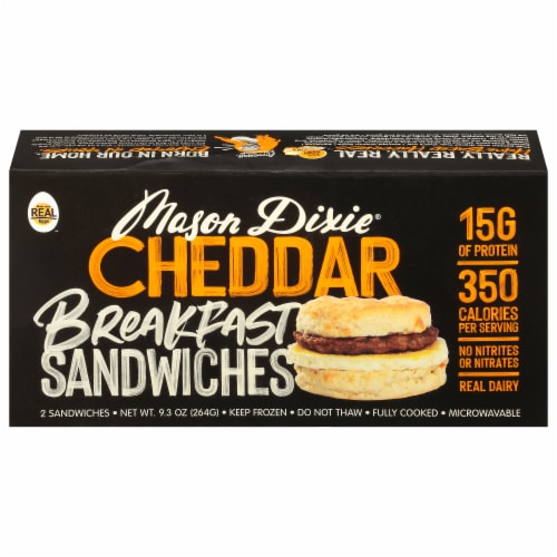 Mason Dixie® Frozen Cheddar Breakfast Sandwiches Perspective: front