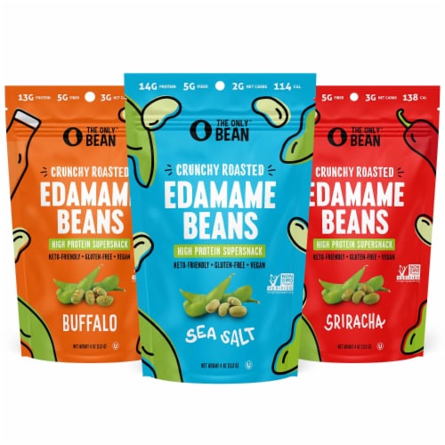 Crunchy Roasted Edamame (Variety) - Healthy Snacks, Keto Protein Gluten-Free & Vegan (3 Pk) Perspective: front