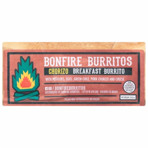Bonfire Burritos Chorizo Breakfast Burrito Perspective: front