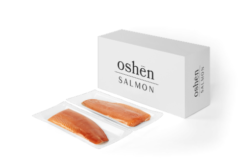 BluGlacier Oshen Fresh Skin On Salmon Fillets (approximate delivery 1 -3 days) Perspective: front