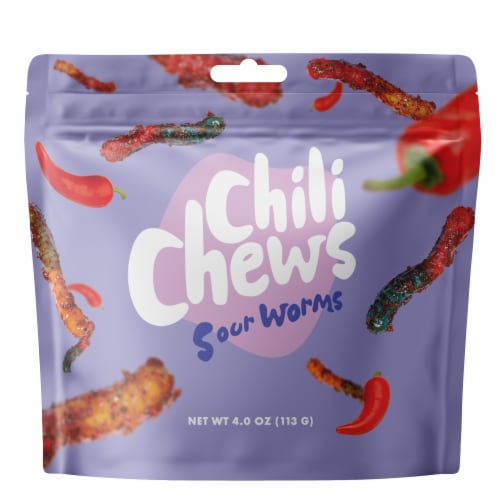 Chili Chews Sour Worms Perspective: front