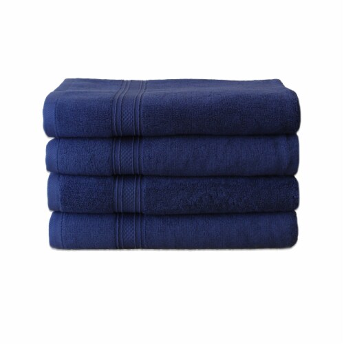 4 PIECE LUXURY LARGE SIZE BATH TOWEL SET FOR HOME HOTEL SPAS GUEST by  Hurbane Home, Navy Blue, 1 - Harris Teeter