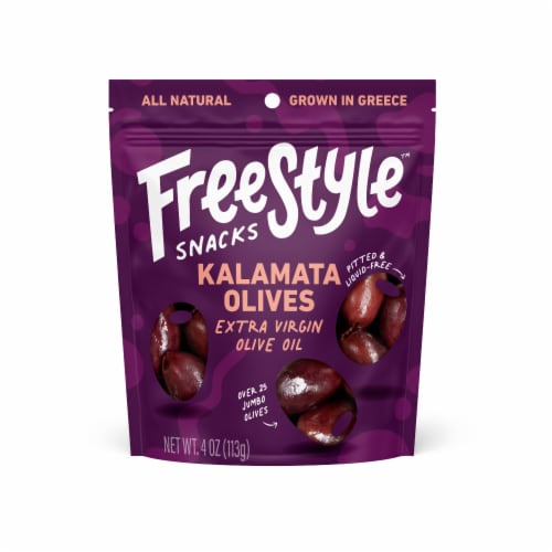 FreeStyle™ Kalamata Olives in Extra Virgin Olive Oil Perspective: front