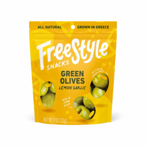 FreeStyle™ Lemon Garlic Greek Green Olives Perspective: front