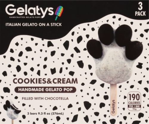 Gelatys Cookies & Cream Gelato Pops Perspective: front