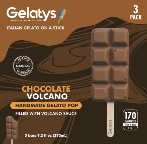 Gelatys Chocolate Volcano Gelato Pops Perspective: front