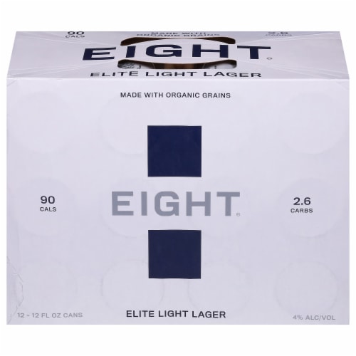 Eight® Elite Light Lager Beer Perspective: front