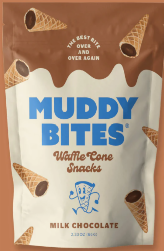 Muddy Bites® Milk Chocolate Waffle Cone Snacks Perspective: front