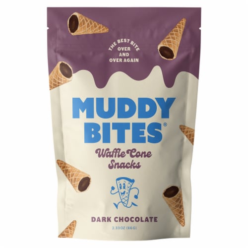 Muddy Bites® Dark Chocolate Waffle Cone Snacks Perspective: front