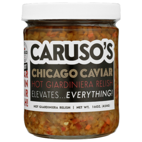 Caruso's Chicago Caviar Hot Giardiniera Relish Perspective: front