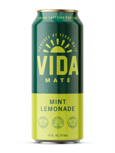 Yerba Maté Vida Maté Lemon Mint Energy Drink Can Perspective: front