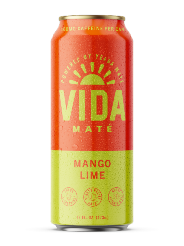 Yerba Mate Vida Mate Mango Lime Energy Drink Can Perspective: front