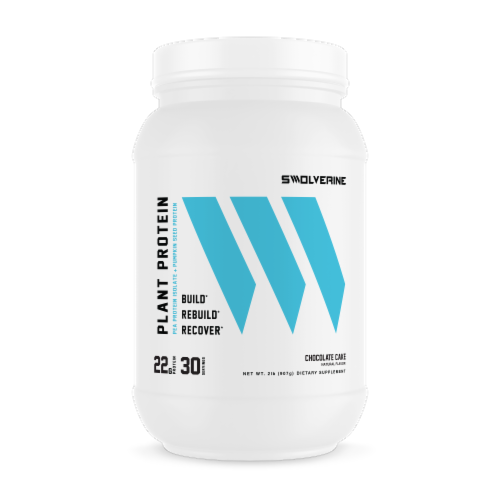 Swolverine PlantPros Chocolate Cake Flavored Plant Protein Powder Perspective: front