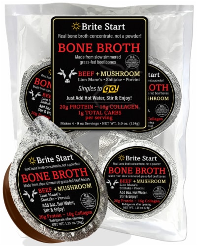 Brite Start Bone + Mushroom Bone Broth Perspective: front