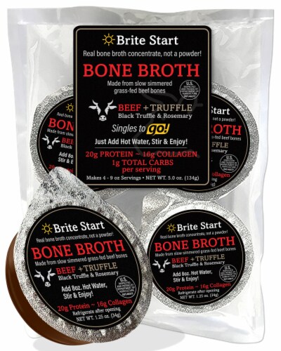 Brite Start Beef + Black Truffle & Rosemary Bone Broth Singles to Go Perspective: front