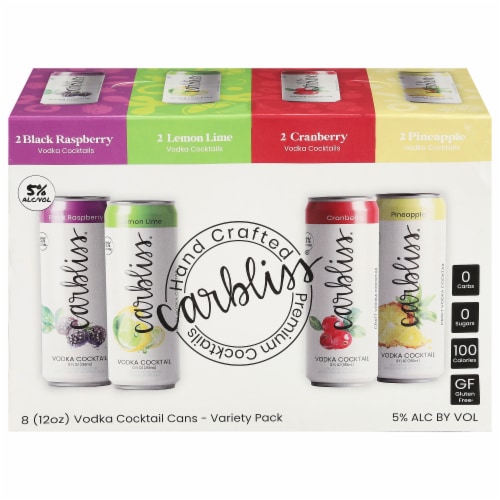 Carbliss® Canned Cocktails Variety Pack Perspective: front