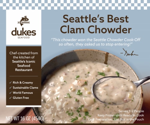Duke's Seafood Seattle's Best Clam Chowder Perspective: front