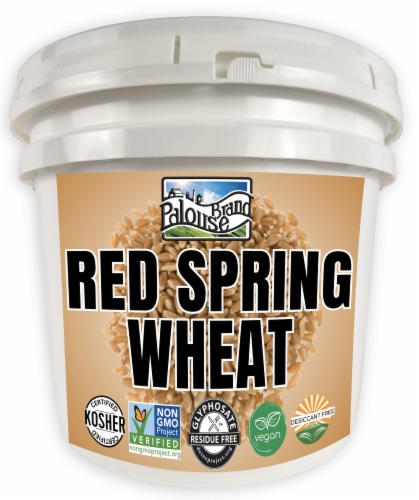 Palouse Brand Hard Red Spring Wheat Berries, 25 LBS Bucket Long Term Food Storage Perspective: front