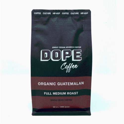 Dope Coffee Organic Guatemalan Full Medium Roast Whole Bean Coffee Perspective: front