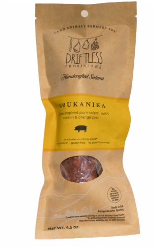 Driftless Provisions Loukanika Salami Perspective: front