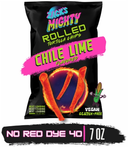 Zack's Mighty Chile Lime Rolled Tortilla Chips Perspective: front