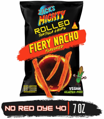 Fiery Nacho Rolled Tortilla Chips Perspective: front