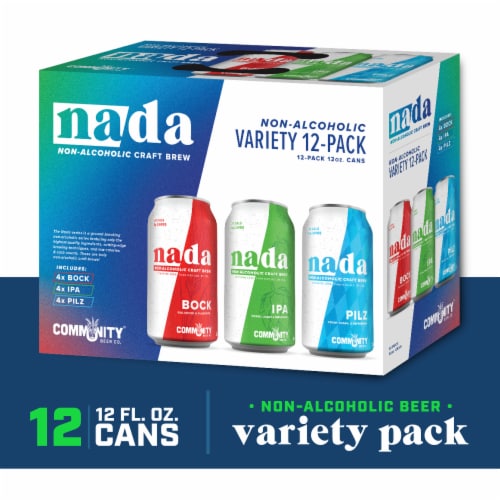 Community Beer Co. NADA Non-Alcoholic Craft Beer Variety Pack Perspective: front