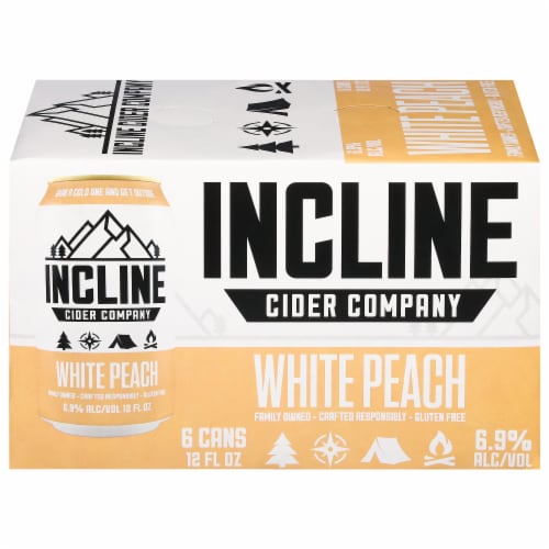Incline Cider Company White Peach Hard Cider Cans Perspective: front