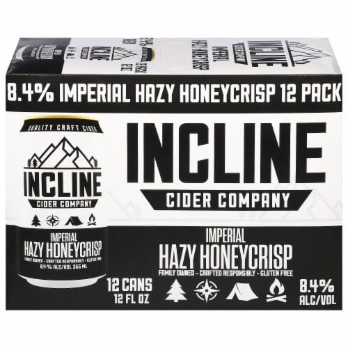 Incline Cider Company Imperial Hazy Honeycrisp Hard Cider Cans Perspective: front
