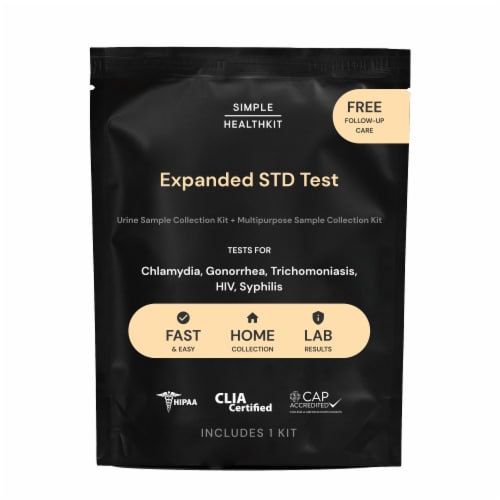 Simple HealthKit At-Home Expanded STD Test-Chlamydia-Gonorrhea-Trichomoniasis-HIV-Syphilis Perspective: front