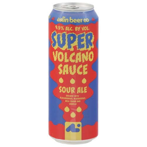 Aslin Beer Co. Super Volcano Sauce Sour Ale Craft Beer Can Perspective: front