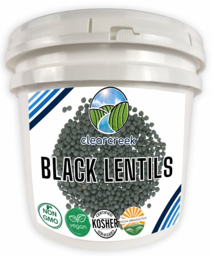 Clear Creek Beluga Lentils, 25LB Bucket for Long Term Food Storage Perspective: front