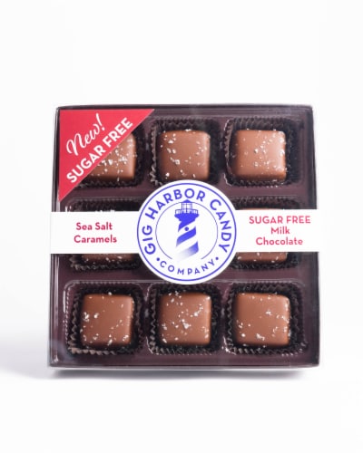 Gig Harbor Sugar Free Milk Chocolate Sea Salt Caramels Perspective: front