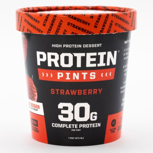 Protein Pints® Strawberry Ice Cream Pint Perspective: front
