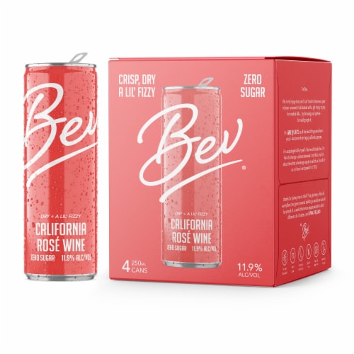 Bev Zero Sugar California Rose Wine Pack Perspective: front
